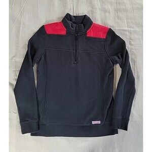 Vineyard Vines 1/4 Pullover Womens S Black‎ Red Preppy Casual Whale Logo Martha